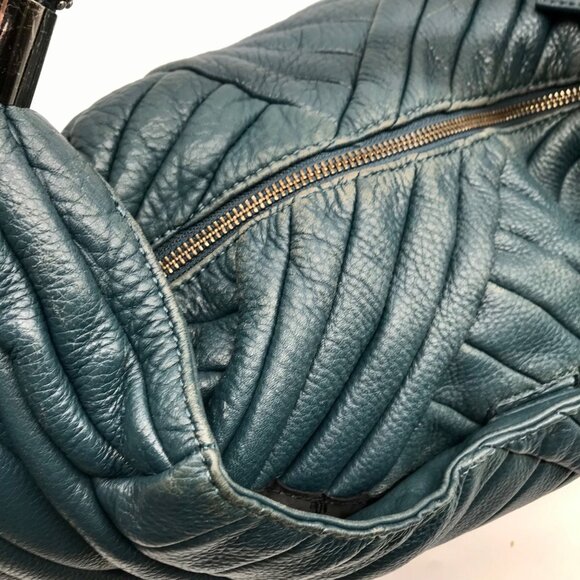 Kenneth Cole Blue Quilted Leather Hobo Bag - Picture 10 of 11